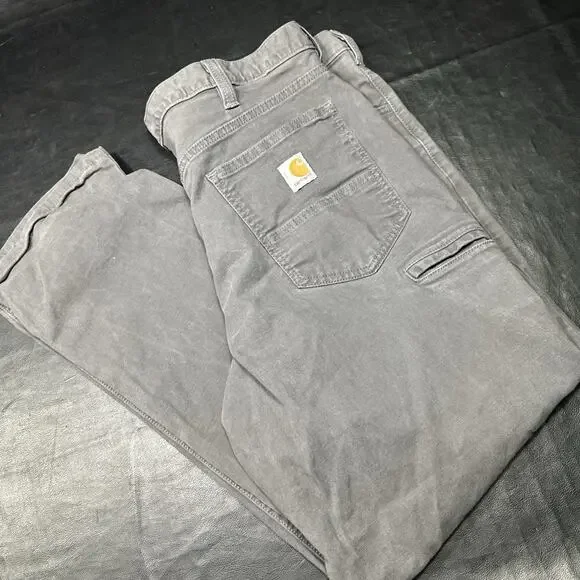 CARHARTT RUGGED FLEX RELAXED FIT CANVAS 5-POCKET WORK PANT DARK GRAY SIZE 40x32 - Picture 1 of 8